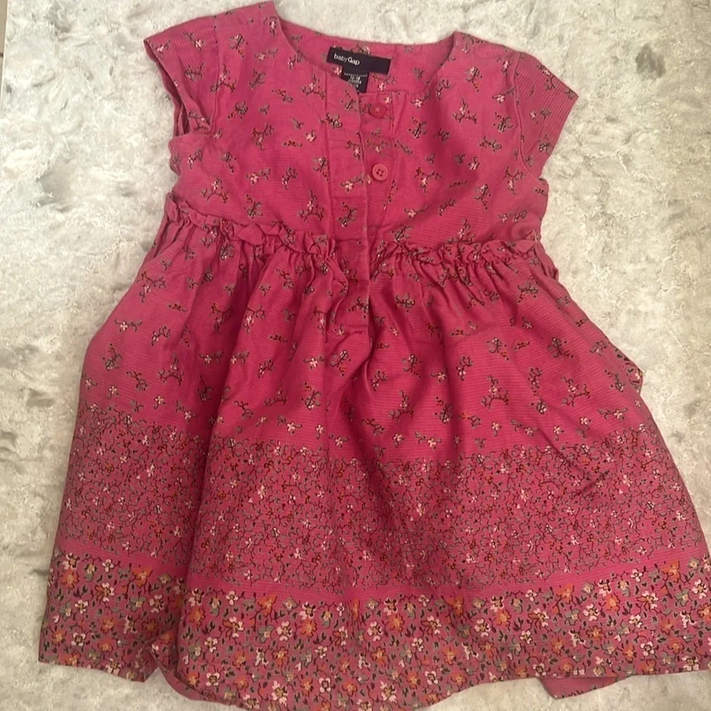 Baby gap cotton pink flowered dress size 12M-18M